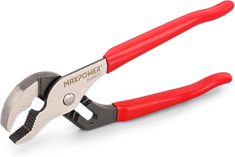 Max Power 10 inch Groove Joint Pliers, Quick Adjustable Serrtated V Jaw Tongue and Groove Pliers - Image 1